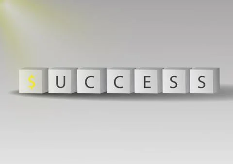 Vector : Success on block cube on gray background Stock Illustration