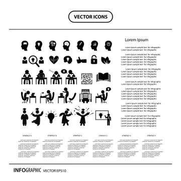 Vector successful study icon set Stock Illustration