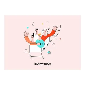 Vector successful teambuilding, roller coaster Stock Illustration