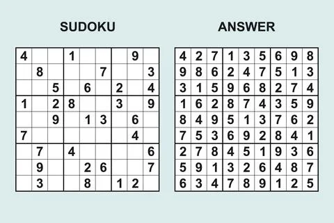 Vector sudoku with answer 479 Stock Illustration