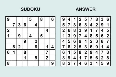 Vector sudoku with answer 480 Stock Illustration