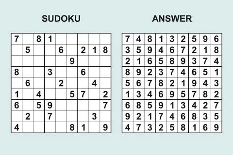 Vector sudoku with answer 481 Stock Illustration