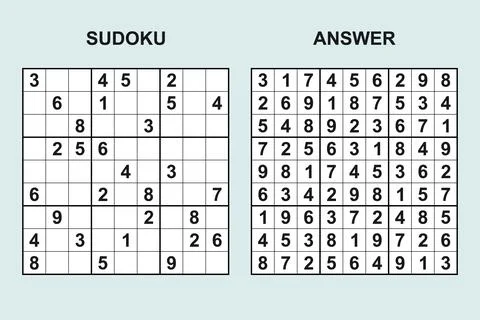 Vector sudoku with answer 482 Stock Illustration
