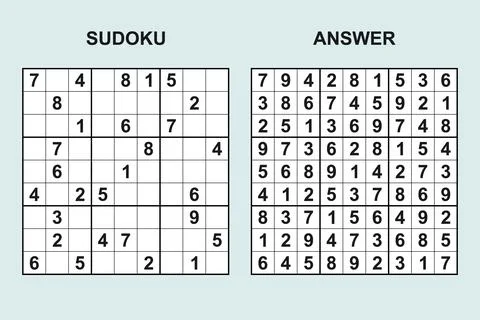 Vector sudoku with answer 483 Stock Illustration