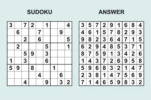 Vector sudoku with answer 484 Stock Illustration