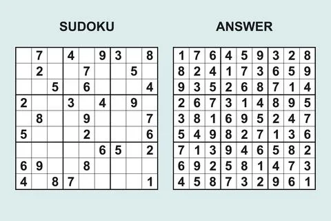 Vector sudoku with answer 486 Stock Illustration