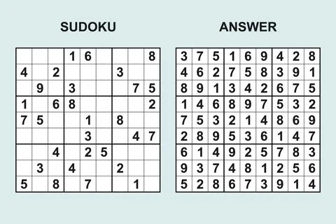 Vector sudoku with answer 487 Stock Illustration