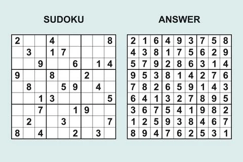 Vector sudoku with answer 488 Stock Illustration