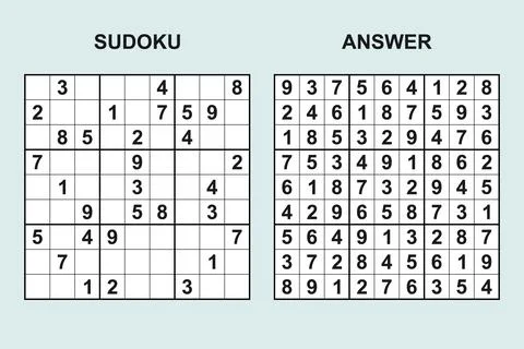 Vector sudoku with answer 489 Stock Illustration