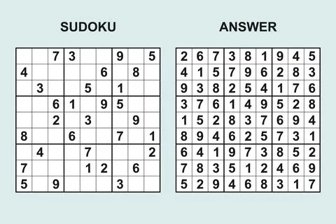 Vector sudoku with answer 490 Stock Illustration
