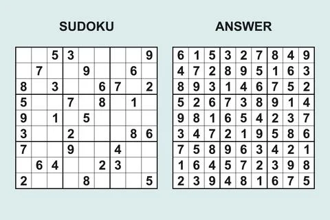 Vector sudoku with answer 491 Stock Illustration