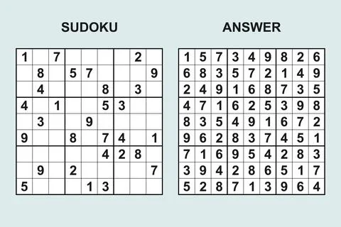 Vector sudoku with answer 492 Stock Illustration
