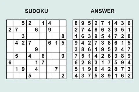 Vector sudoku with answer 493 Stock Illustration