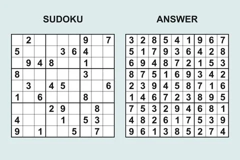 Vector sudoku with answer 494 Stock Illustration