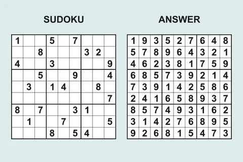 Vector sudoku with answer 495 Stock Illustration