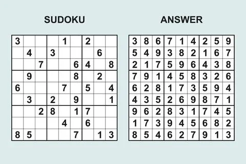 Vector sudoku with answer 496 Stock Illustration
