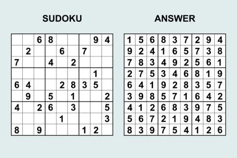 Vector Sudoku with answer. Stock Illustration