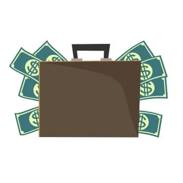 Vector suitcase with money. Stock Illustration