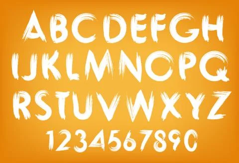 Vector summer alphabet typography set with numbers. Illustrazione stock