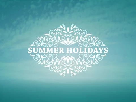 Vector summer background with blue sky and sea Stock Illustration