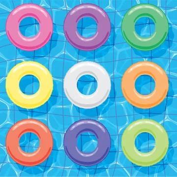 Vector summer background with collection of colorful inflatable rings Stock Illustration