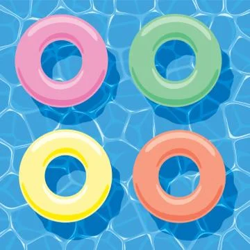 Vector summer background with inflatable rings floating on water Stock Illustration