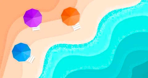 Vector Summer Beach background with sea wave and sand Stock Illustration