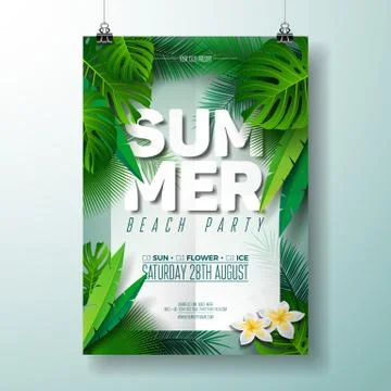 Vector Summer Beach Party Flyer Illustration with typographic design Ilustração Stock