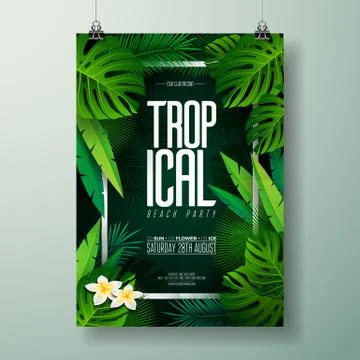 Vector Summer Beach Party Flyer Illustration with typographic design Ilustração Stock