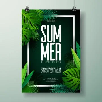 Vector Summer Beach Party Flyer Illustration with typographic design Stock Illustration