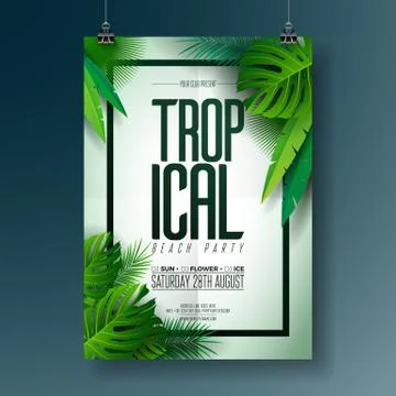 Vector Summer Beach Party Flyer Illustration with typographic design Ilustração Stock