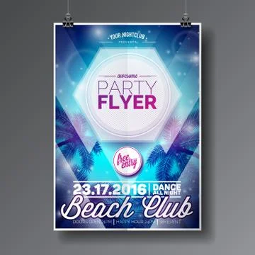 Vector Summer Beach Party Flyer Design with typographic elements Stock Illustration