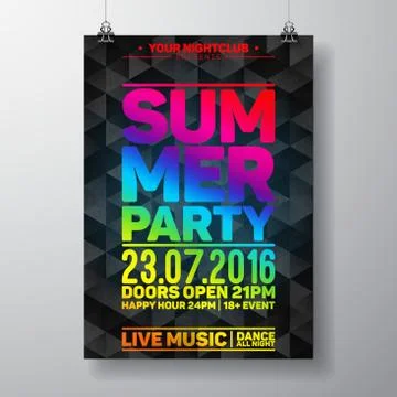 Vector Summer Beach Party Flyer Design with typographic elements Stock Illustration