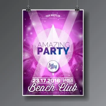 Vector Summer Beach Party Flyer Design with typographic elements Stock Illustration