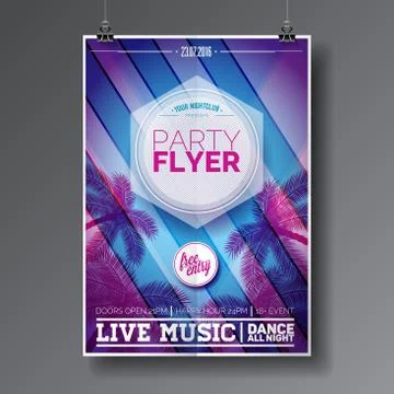 Vector Summer Beach Party Flyer Design with typographic elements Stock Illustration