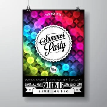 Vector Summer Beach Party Flyer Design with typographic elements Stock Illustration