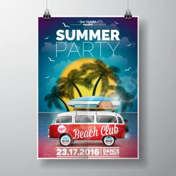Vector Summer Beach Party Flyer Design Stock Illustration