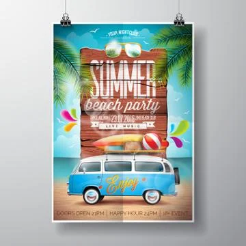 Vector Summer Beach Party Flyer Design Stock Illustration