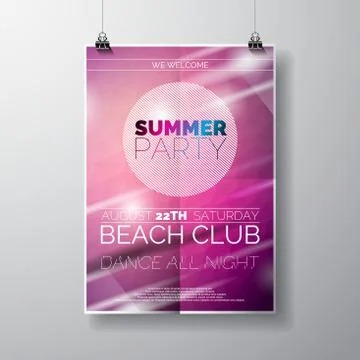 Vector Summer Beach Party Flyer Design Illustrazione stock