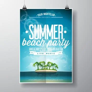 Vector Summer Beach Party Flyer Design Stock Illustration