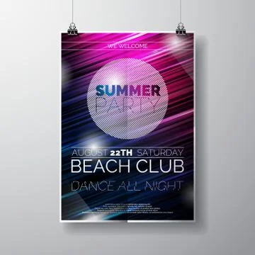 Vector Summer Beach Party Flyer Design Stock Illustration