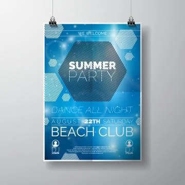 Vector Summer Beach Party Flyer Design Illustrazione stock