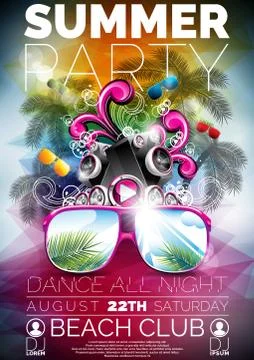 Vector Summer Beach Party Flyer Design Stock Illustration