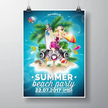 Vector Summer Beach Party Flyer Design Stock Illustration