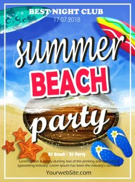 Vector Summer Beach Party Flyer Design Stock Illustration