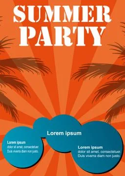 Vector Summer Beach Party Flyer Design with typographic elements on backgroun Stock Illustration