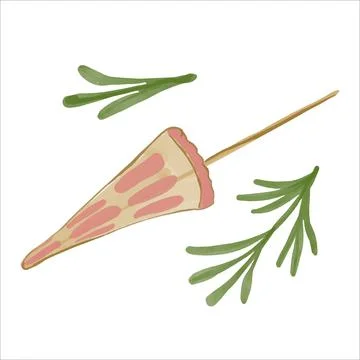 Vector Summer beach umbrella painted in watercolor in boho style. Stock Illustration