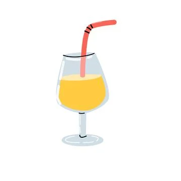 Vector summer beverage glass with straw and cocktail drink isolated Stock Illustration