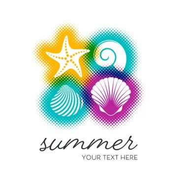 Vector summer card with seashells Stock Illustration