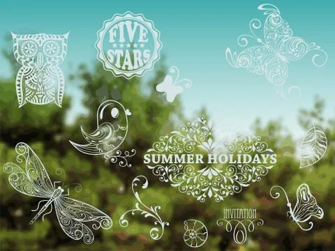 Vector summer design elements 스톡 일러스트